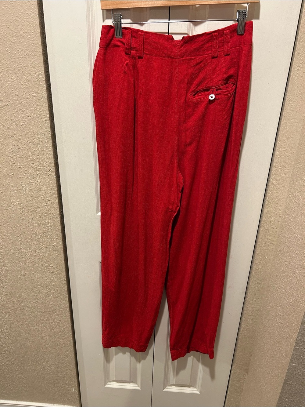 Free People Calla Pleated Trousers Linen Blend Red , size 4 - Picture 6 of 10